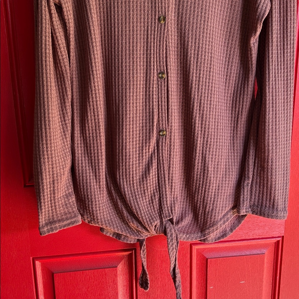 Women's Button Down Ribbed Shirt - Picture 2 of 6